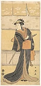 Unidentified Actor (possibly Yoshizawa Ayame) as a Woman with a Sword by Katsukawa Shun'ei 勝川春英