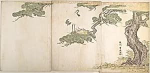 Crane and Their Young in Their Nest in the Branches of a Pine-tree by Utagawa Toyoharu