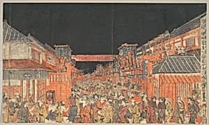 Sakaichō Fukiyachō Kaomise Yoshibai no Zu by Utagawa Toyoharu