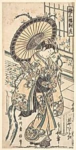 Young Lady with Parasol in the Yoshiwara District by Ishikawa Toyonobu