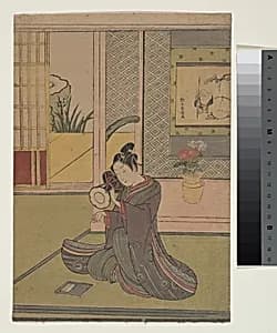 Young Man Playing a Noh Drum by Suzuki Harunobu