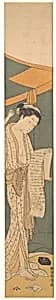 Woman in Night Robe Reading a Letter by Suzuki Harunobu