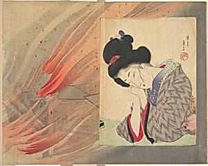 'Insurance girl' (hoken musume), illustration from Bugei Kurabu (Literary Club) by Tomioka Eisen