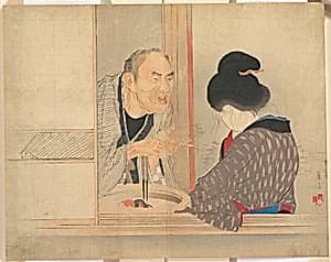 "A Scolding" (Ochiyo), illustration from Bugei Kurabu (Literary Club) by Tomioka Eisen