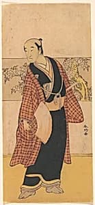 An Unidentified Actor Stands with an Open Fan in His Hand by Katsukawa Shunkō