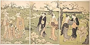 Young Ladies Viewing Cherry–blossoms at Asukayama by Torii Kiyonaga