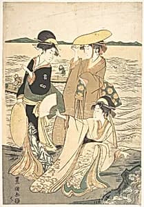 Three Young Ladies by the Seashore by Utagawa Toyokuni I