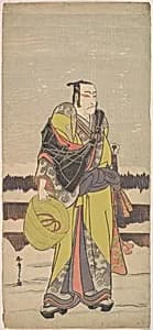 Danjurō V as Kakogawa Honzō with a Komuso Hat and a Flageolet by Katsukawa Shunshō　勝川春章