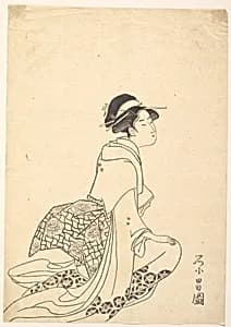 A Woman Kneeling by Chōkōsai Eishō