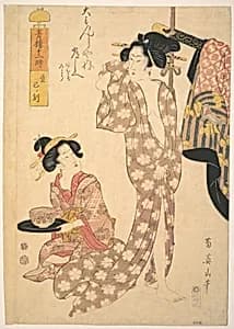 Young Woman Making Her Toilet by Kikugawa Eizan