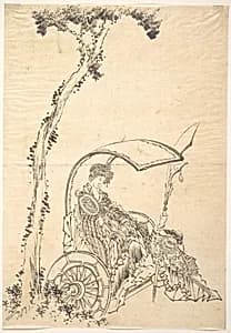 Lady in a Chariot by Katsushika Hokusai