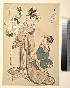 Courtesan and Her Maid by Chōkōsai Eishō