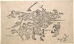 Kiyomidzu Temple in Kyoto by Hishikawa Moronobu 菱川師宣