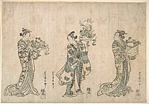 Three Actors by Ishikawa Toyonobu