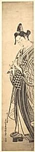 Young Man Walking Toward the Left on High Geta and Playing the Flute as He Walks by Okumura Masanobu