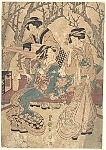 Three Women Dining Before a Group of Trees by Utagawa Toyokuni I