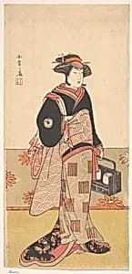 The Actor Iwai Hanshiro IV as a Woman in a Black Kimono by Katsukawa Shunshō　勝川春章