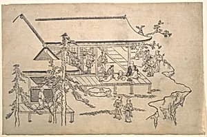 Flower-Viewing Scene by Hishikawa Moronobu 菱川師宣