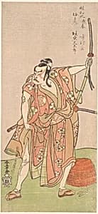 Bando Matataro as Umewomaru in the Drama "Sugewara denju tenarai Kagami" by Katsukawa Shunshō　勝川春章