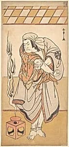 The First Nakamura Nakazo in the Role of Chinzei Hachiro in the Drama "Kite Kaeru nishiki no wakayagi" by Katsukawa Shunshō　勝川春章