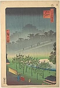 Evening View of Kiribata in Rain at Akasaka by Utagawa Hiroshige II