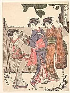 Three Women Standing on the Seashore by Kitao Masanobu (Santō Kyōden)