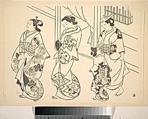 Three Courtesans and a Kamuro Strolling in the Street by Okumura Masanobu