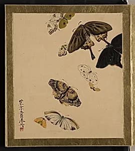 Lacquer Paintings of Various Subjects: Butterflies by Shibata Zeshin