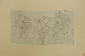 Three Kyōgen Dancers by Kawanabe Kyōsai 河鍋暁斎