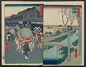 Hatsune Riding Ground, from the series One Hundred Famous Views of Edo (Meisho Edo hyakkei) 名所江戸百景) by Utagawa Hiroshige|Uoya Eikichi