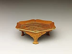 Tray with Design of Pine, Bamboo, and Cherry Blossom by Unknown Artist