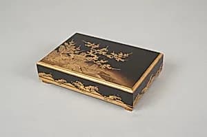 Box with Design of a Plum Tree and Pine by Unknown Artist