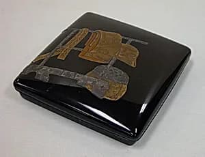 Box for Writing Implements with Design of Kimono on Rack and Incense Burner by Unknown Artist