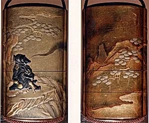 Case (Inrō) with Design of Sage Seated on Rocks beside a Tree, Exhaling His Spirit (obverse); His Spirit Walking on Air (reverse) by Unknown Artist