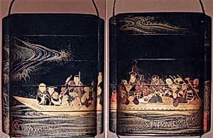 Case (Inrō) with Design of Crowded Ferry Boat on Waves by Unknown Artist