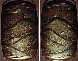 Case (Inrō) with Design of Deer in a Hilly Landscape by Unknown Artist