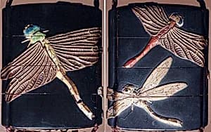Case (Inrō) with Design of Three Large Dragonflies by Unknown Artist