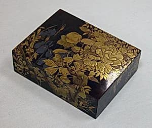 Box for Incense with Design of Peonies, Iris, Morning Glories, and Wisteria by Kajikawa School