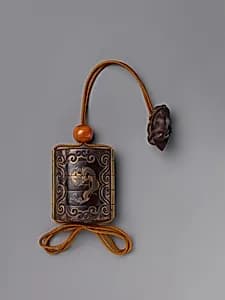 Inrō with Dragon in Cartouche on Arabesque Foliage (Karakusa) Background by Unknown Artist