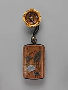 Inrō with Lotus and Crab (obverse); Lotus and Tadpole (reverse) by Unknown Artist