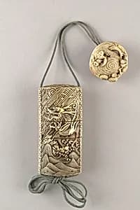 Case (Inrō) with Design of Three-Clawed Dragon in Rain and Swirling Clouds by Unknown Artist