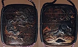 Case (Inrō) with Design of Dragon (obverse); Tiger (reverse) by Unknown Artist