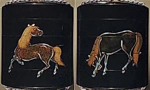 Case (Inrō) with Design of Horses by Unknown Artist