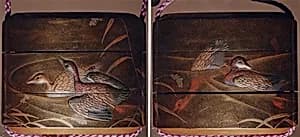 Case (Inrō) with Design of Ducks Swimming Among Reeds by Unknown Artist