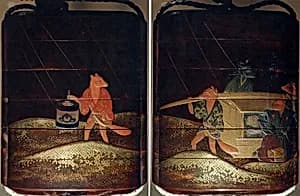 Case (Inrō) with Design of Fox Wedding Procession in Rain by Unknown Artist