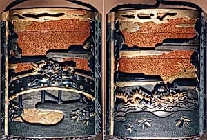 Case (Inrō) with Design of Chōryō and Kōsekikō with Plants, Waves and Clouds by Unknown Artist
