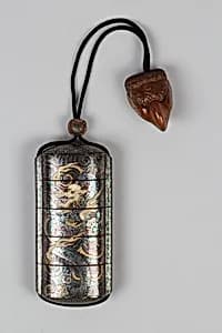 Case (Inrō) with Two Four-Clawed Dragons among Swirling Clouds by Unknown Artist