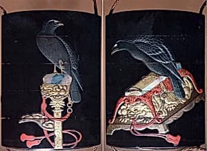 Case (Inrō) with Design of Hawk on Tasseled Perch by Unknown Artist