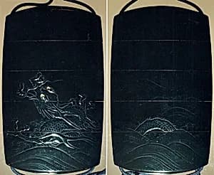 Case (Inrō) with Design of Dragon Emerging from Waves by Unknown Artist