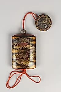 Case (Inrō) with Design of Cherry Trees with a Shintō Shrine by Unknown Artist